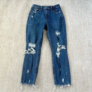 Abercrombie & Fitch High Rise Ripped Mom
Jeans 26 / 2 Short Curve Love Blue